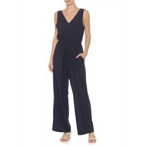 Athleta Jumpsuit Womens Size 1X Navy Blue Loose Fit Adjustable Waist Leisurewear